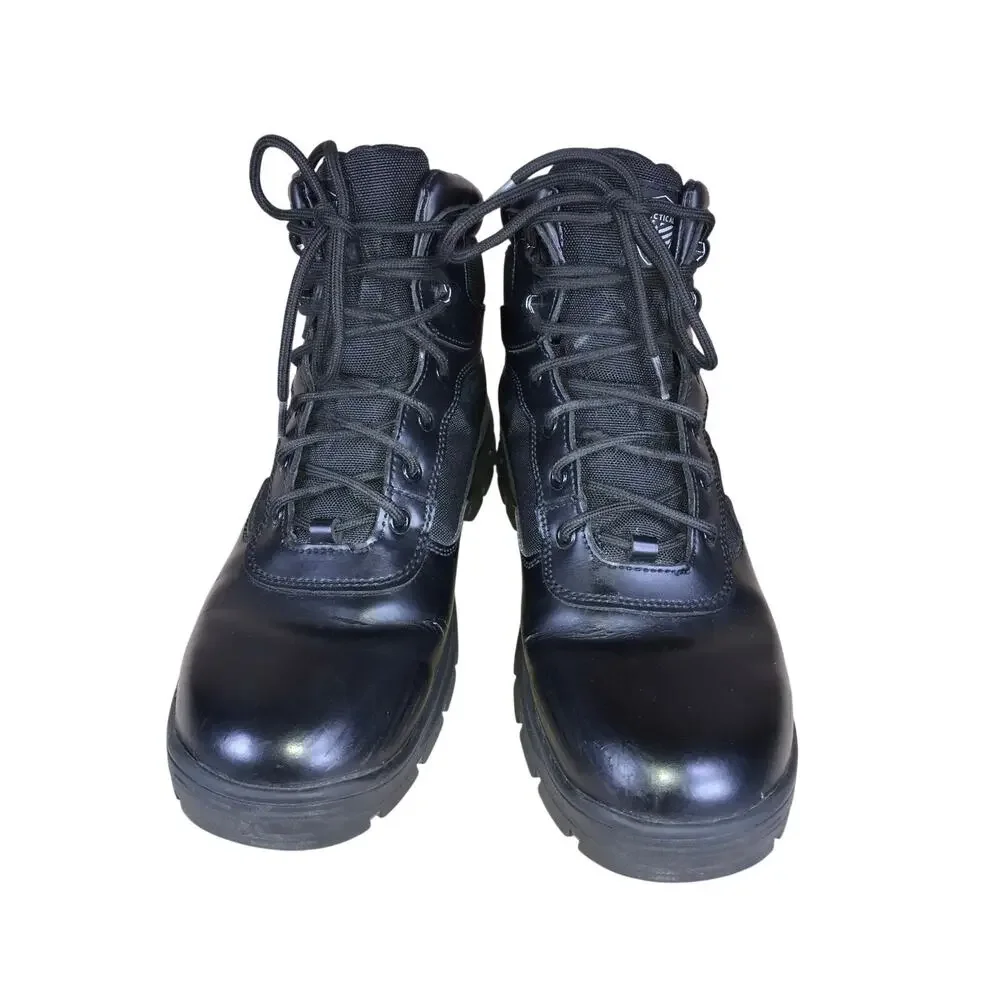 Skechers Boots Men’s 11 Black Waterproof Leather Work Slip Resistant Relaxed Fit